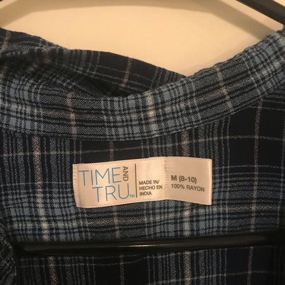 Blue plaid button down tee - Picture 4 of 4